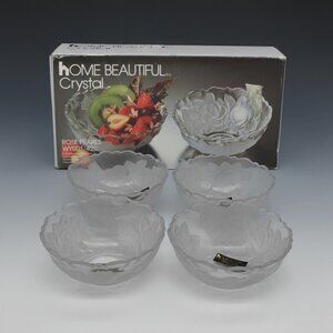 Home Beautiful Crystal Rose Pearls Bowls Set Of 4 WY001/420 Japan Floral Design